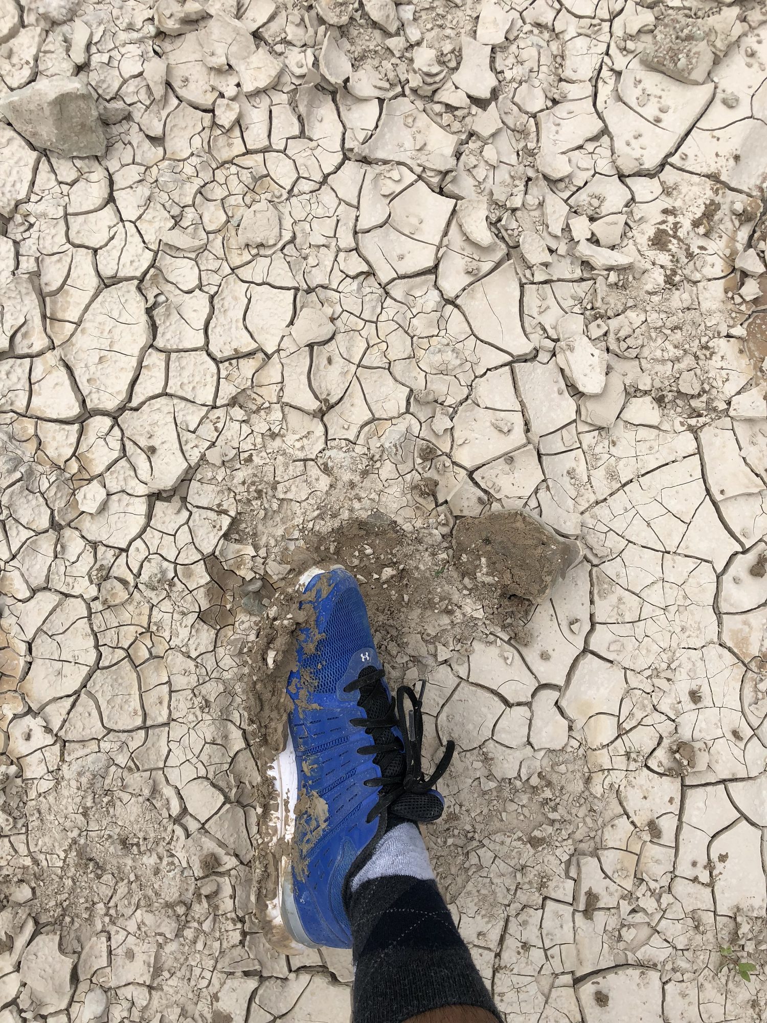 Cracked clay underfoot, hard as tile where the mud had dried.