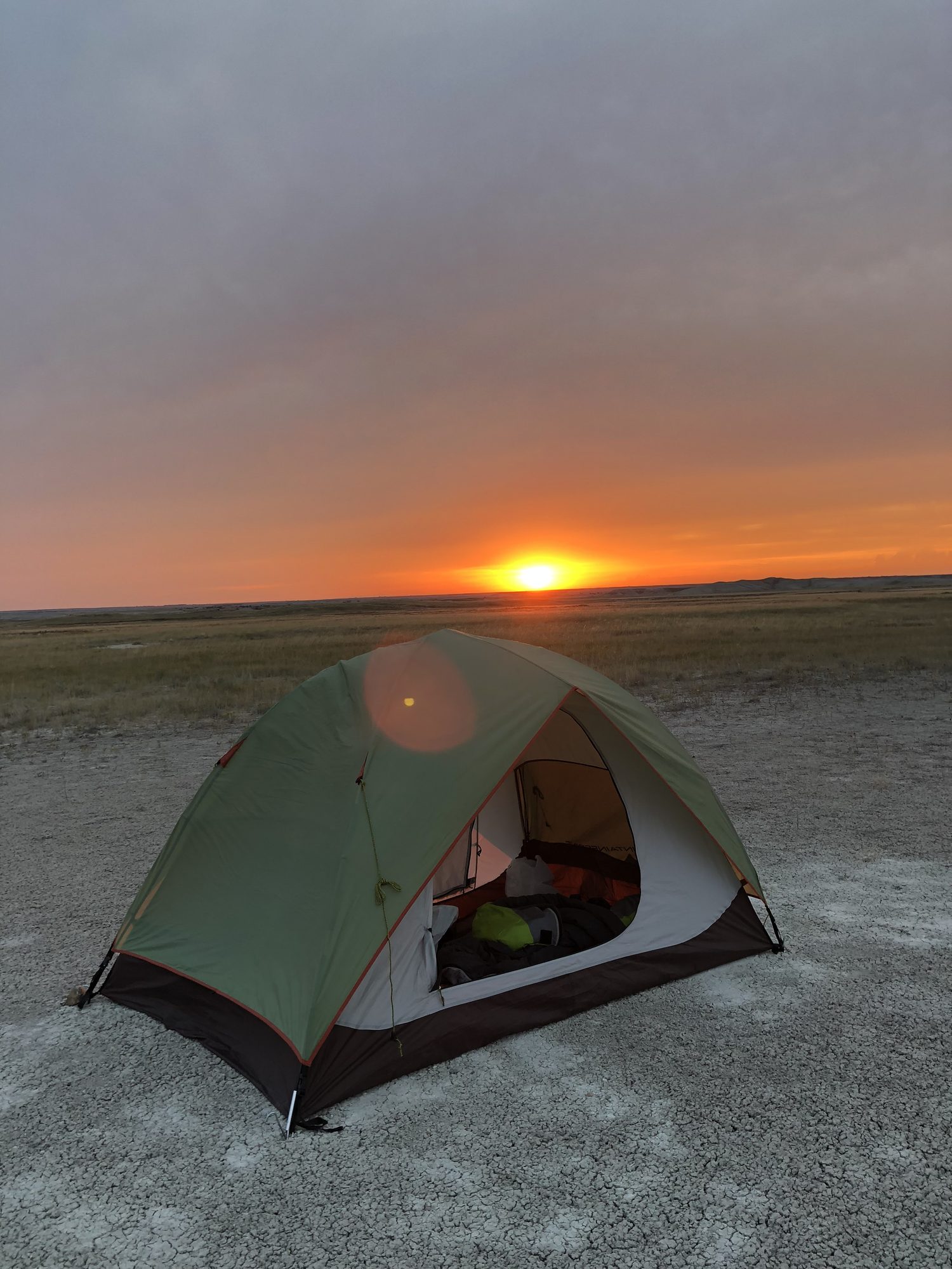 Camp on the open prairie as the sun went down and the land exhaled
