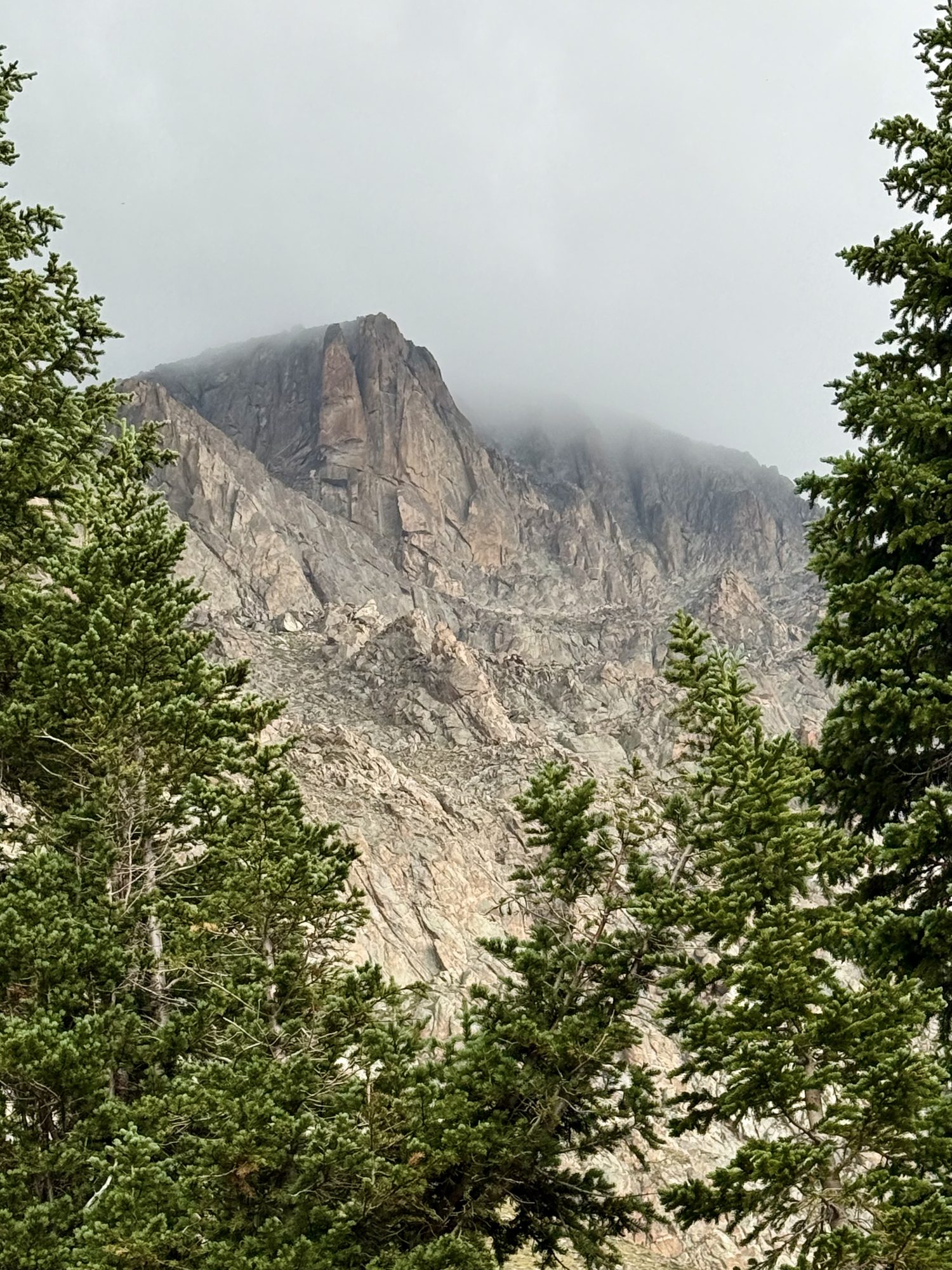 Mummy Mountain wrapping itself in cloud
