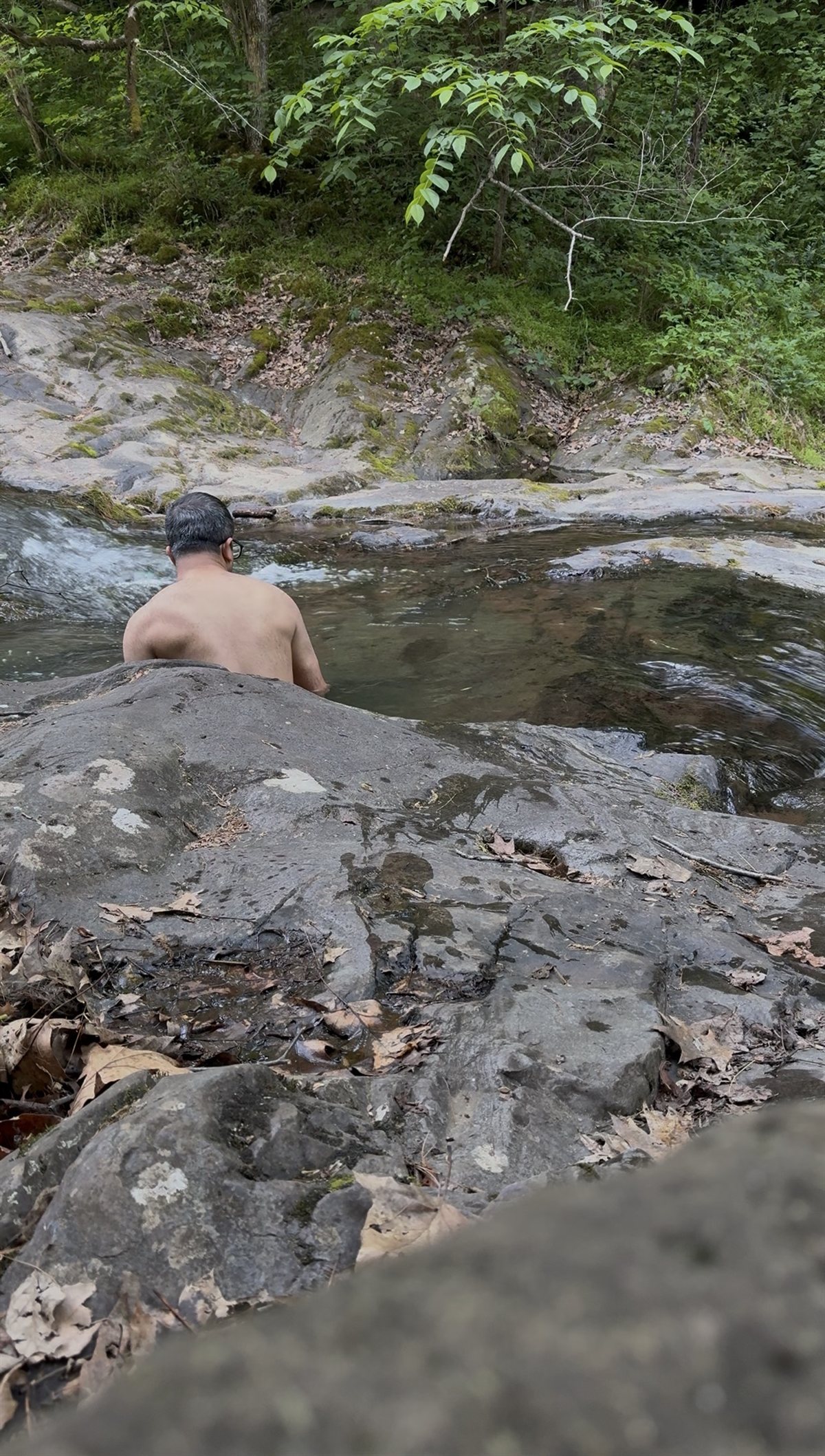 The swim hole below the falls, cold, clean, restorative